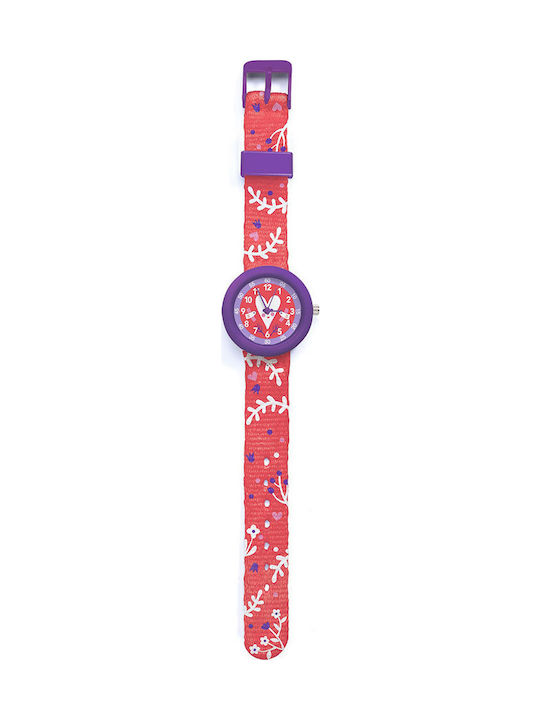 Djeco Kids Analog Watch with Fabric Strap Pink