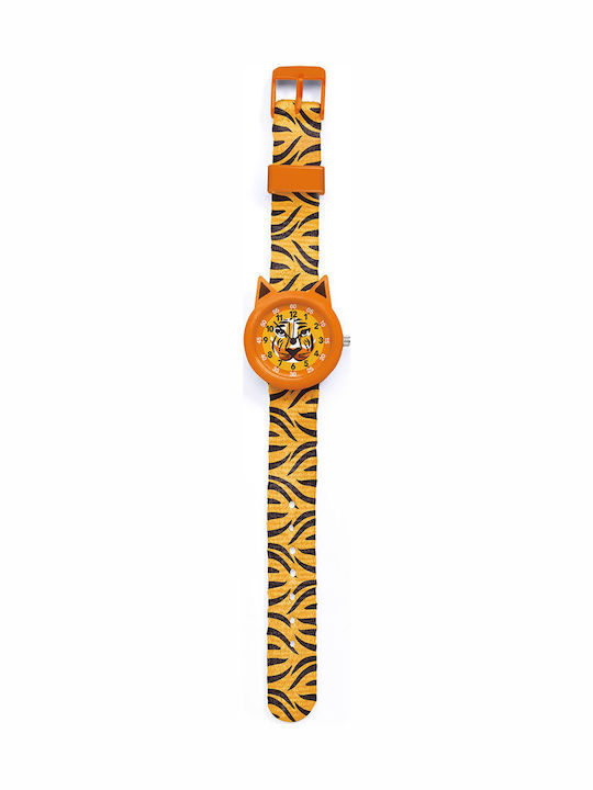 Djeco Kids Analog Watch with Fabric Strap Orange