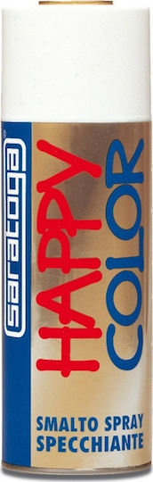 Saratoga Σπρέι Βαφής Happy με Καθρέφτη Εφέ Lucid Steel ΝΙΚΕΛ 400ml