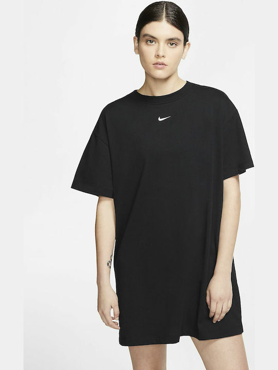 Nike Swoosh Mini Κοντομάνικο Αθλητικό Φόρεμα Μακό Μαύρο