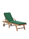 Deckchair Wooden with Cushion & Wheels Teak / Green 195x59.5x35cm.