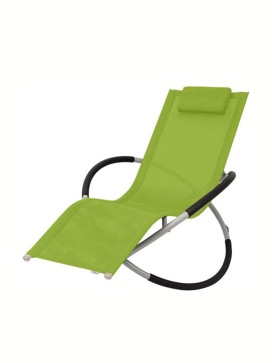 Deckchair Metallic with Textilene Fabric Green 155x65x83cm.