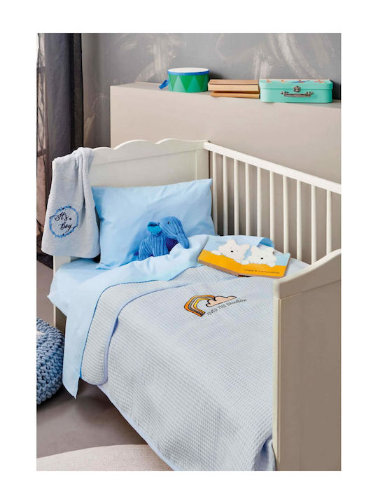 Palamaiki Blanket Cot Pikelino Waffle Light Blue 150x100cm