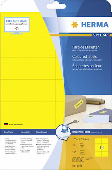 Herma 280 Αυτοκόλλητες Ετικέτες Α4 Ορθογώνιες 105x42.3mm