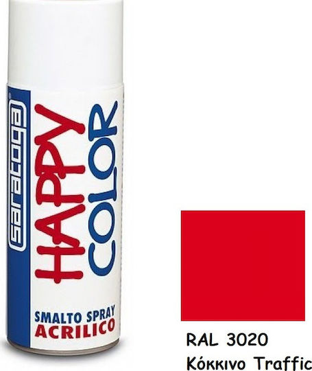 Saratoga Σπρέι Βαφής Happy Acrylic Traffic Red RAL 3020 400ml