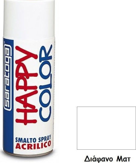 Saratoga Σπρέι Βαφής Happy Acrylic με Ματ Εφέ Διάφανο 400ml