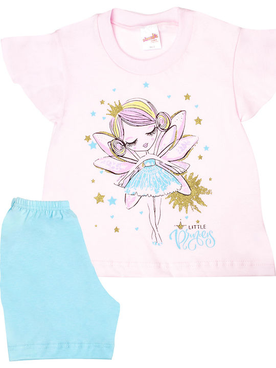 Minerva Set Top & Bottom Kids Summer Cotton Pyjamas Pink