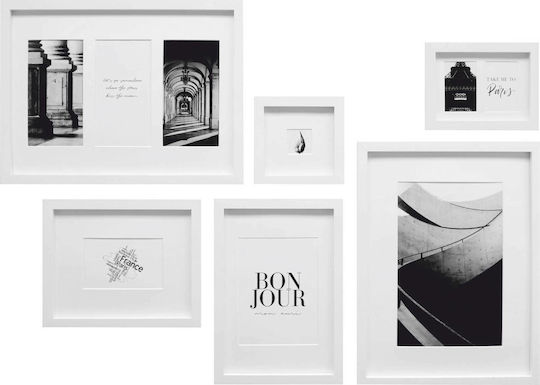 Deknudt Multi Wall-mounted Picture Frame 6 Positions Wooden with White Frame 6 Pieces
