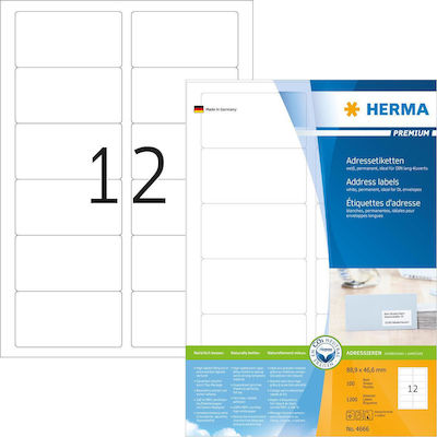 Herma 1200 Self-Adhesive Rectangular A4 Labels 88.9x46.6mm