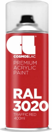 Cosmos Lac Σπρέι Βαφής Premium Acrylic με Μεταλλικό Εφέ Traffic Red RAL 3020 400ml