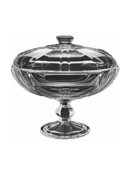 Zaros Crystal Sweet Jar with Lid and Foot Silver 26x16x22cm