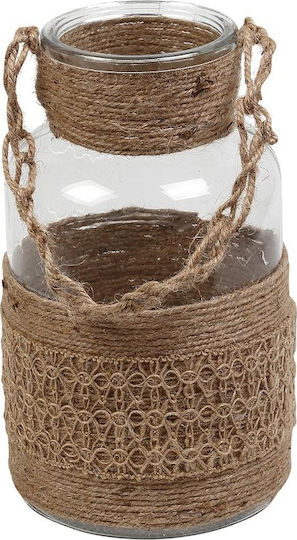 Espiel Tabletop Glass Lantern Brown 10x10x20cm