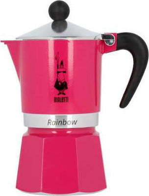 Bialetti Rainbow Stovetop Espresso Pot for 3Cups Fuchsia