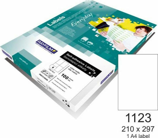 Rayfilm 100 Αυτοκόλλητες Ετικέτες Α4 Ορθογώνιες Everyday 210x297mm