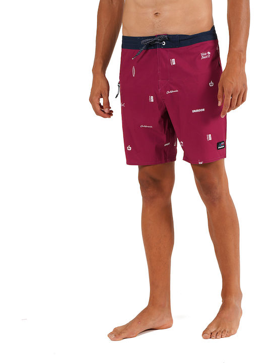 Emerson Herren Badebekleidung Bermuda Raspberry / Navy mit Mustern