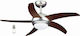 Primo PRCF-80424 800424 Ceiling Fan 110cm with Light and Remote Control Brown