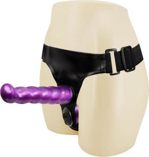 Baile Ultra Female Harness Harness with Double Dildo 17.5cm in Purple Color