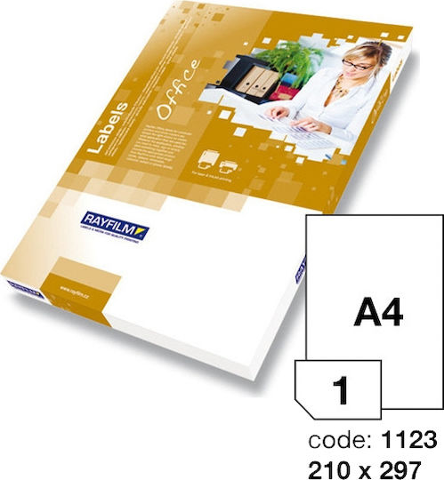 Rayfilm 100 Αυτοκόλλητες Ετικέτες Α4 Ορθογώνιες Office 210x297mm