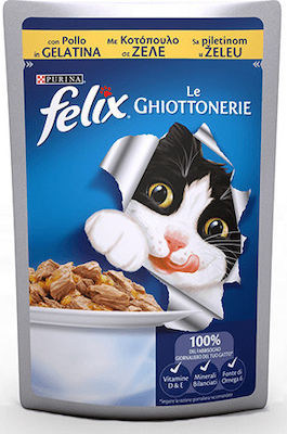 Purina Felix Nasses Katzenfutter für Katze in Beutel mit Huhn 100gr