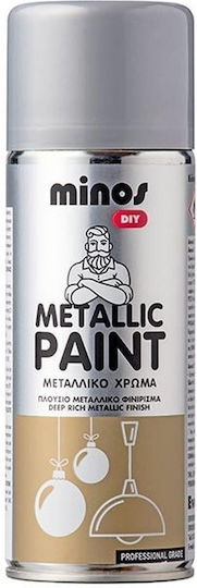 Minos Spray Spray Farbe Metallic Paint mit Metallisch Effekt Weißes Aluminium RAL 9006 400ml