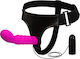 Baile Ultra Passionate Harness Sensual Comfort Strap-On Harness με Dildo 15.5cm και Δόνηση σε Φούξια Χρώμα