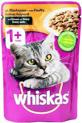 Whiskas 1+ Nasses Katzenfutter für Katze in Beutel mit Huhn 100gr