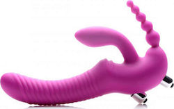 Strap U Regal Rider Strap On Vibrator Без презрамки Страп-он с Тройна Дилдо 22см и Вибрация в Лилав цвят