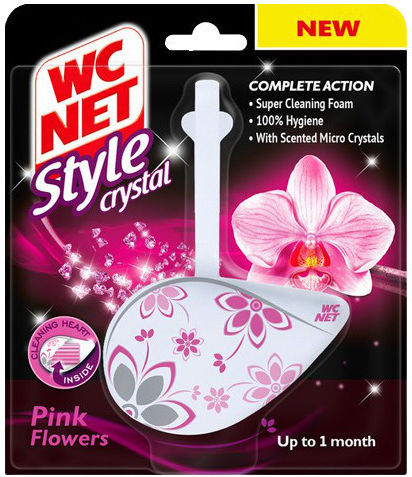 Wc Net Style Crystal Block Toilette mit Duft rosa Blumen 36.5gr