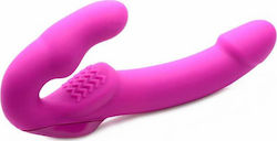 Strap U Evoke Rechargeable Vibrating Strapless Strap-On Strapless Strap On with Dildo 24.1cm with Vibration in Fuchsia Color
