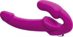 Strap U Evoke Vibrating Strapless Strap-on Dildo Strapless Strap On with Dildo 24cm with Vibration in Fuchsia Color