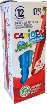 Carioca Jumbo Πλενόμενοι Μαρκαδόροι Ζωγραφικής Χονδροί σε Γαλάζιο Χρώμα 12τμχ