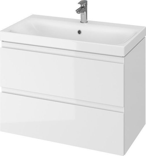 Cersanit Moduo Slim Waschtisch mit Waschbecken Glanzlack L80xB37.5xH62cm Weiß