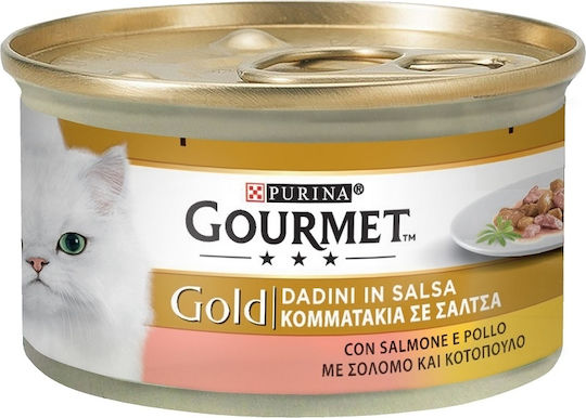 Gourmet Wet Food for Adult Cats in Cans with Chicken and Salmon 24x85gr