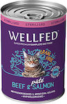 Wellfed Sterilised Nasses Katzenfutter für Katze in Dose mit Lachs und Rindfleisch 400gr 1445