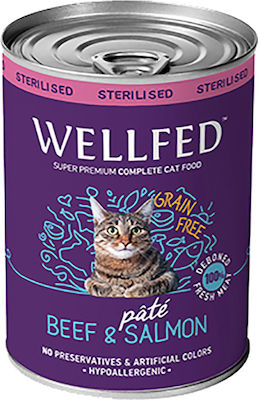 Wellfed Sterilised Σολομός / Βοδινό Πατέ 400gr