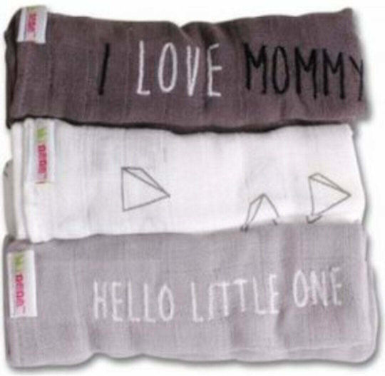 Minene Mommy/Daddy Musselin-Kuscheldecken Gray 75x75cm. 3Stück