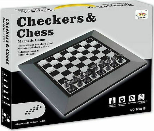 Zita Toys Checkers & Chess Magnetisch Schach /Dame mit Schachfiguren 30x30cm