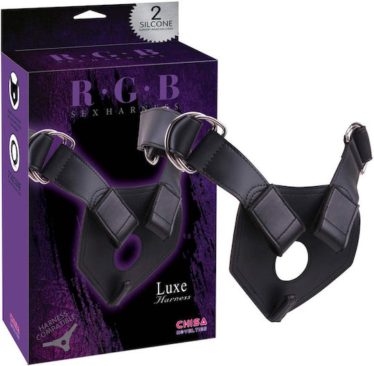 Chisa Novelties Luxe Harness Арсенал с Единично Дилдо в Черен цвят