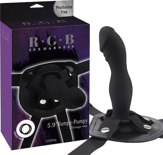 Chisa Novelties Rumpy-Pumpy Strap-On Harness με Dildo 15cm σε Μαύρο Χρώμα