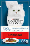 Purina Gourmet Perle Nasses Katzenfutter für Katze in Beutel mit Rindfleisch 85gr