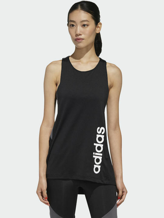 Adidas Designed 2 Move Colorblock Αμάνικη Γυναικεία Αθλητική Μπλούζα Μαύρη