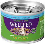 Wellfed Sterilized Young 6-24 Months Wet Food for Sterilised Kittens In Can with Turkey / Calf Πατέ 1pc 200gr