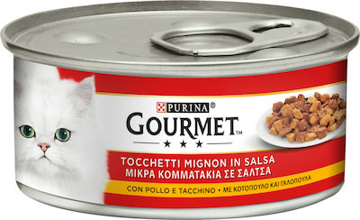 Purina Gourmet Nasses Katzenfutter für Katze in Dose mit Türkei und Huhn 195gr