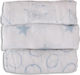 Minene Blue Foxes Pânze de Înfășat din Muselină Albastru deschis 70x70εκ. 3buc