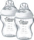 Tommee Tippee Сет Пластмасови Биберони Closer to Nature Против Колики със Силиконова Зърнала за 0+, 0+ m, месеци 260мл 2бр