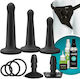 Vac U Lock Pegging Set Harnașament cu Dildo în Culoare Negru 3buc