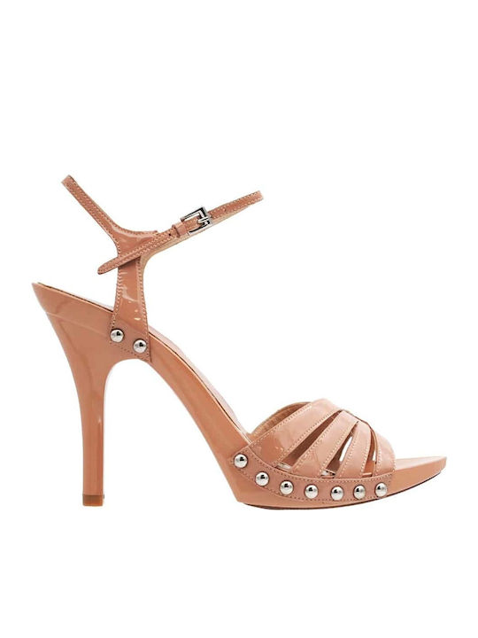 Jeffrey Campbell Women's Sandals Trixey with Ankle Strap Pink with Thin High Heel 0101002914