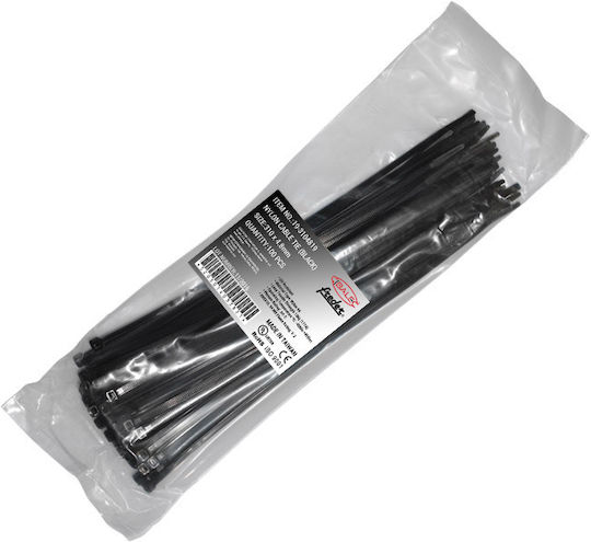 Adeleq Δεματικά Καλωδίων Πλαστικά 310mmx4.8mm σε Μαύρο χρώμα (100τμχ) (19-310481)