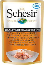 Schesir Nature for Cat Wet Food for Adult Cats In Pouch with Shrimps / Chicken / Tuna 1pc 50gr