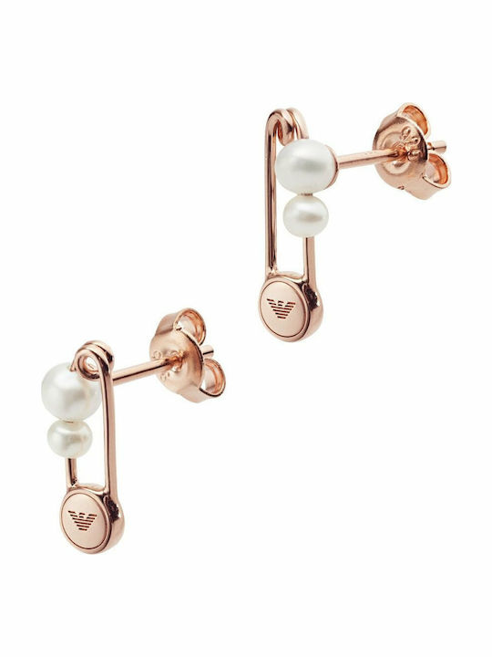 Emporio Armani Earrings made of Steel Gold Plated with Pearls